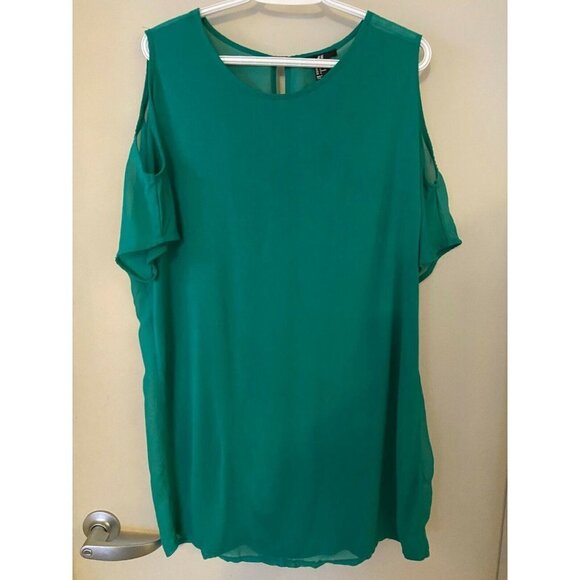 H&M Women's Cold Shoulder Green Tunic Top Size L - Picture 4 of 8